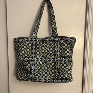 Vera Bradley Blue and Yellow Pattern Tote Bag